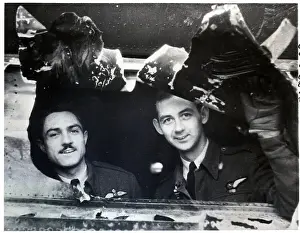 Navigator Prints: Men In Plane; Looking Thru Hole In Plane