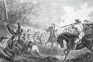 Abolitionism Prints: Men Pointing Guns at Fort Scott Peace Convention