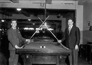 Billiard Cue Prints: Men With Pool Stick Crossed, I.E. A Duel