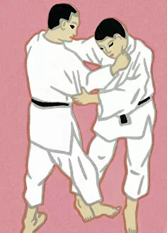 Images Dated 10th April 2013: Two Men Practicing Karate