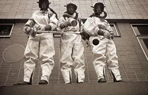 Radioactivity Prints: Three Men in Radiation Suits