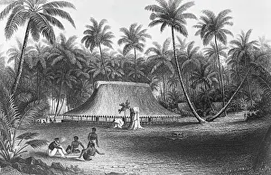 Expedition Prints: Men Seated Near Cluster Of Palm Trees