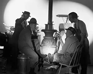 Stove Prints: Men Seated In Front Of Potbellied Stove