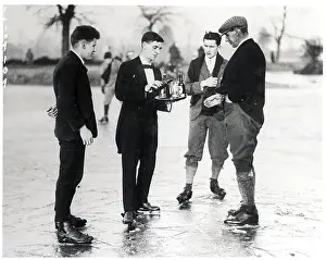 Waiter Prints: Men Served Drinks While Ice Skating