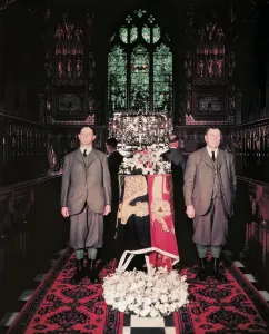 Sandringham Prints: Men Standing by Casket of King George VI