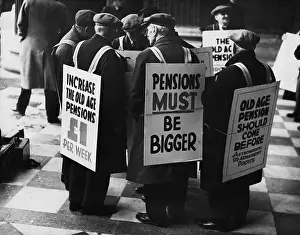 Men On Strike W/Signs/Larger Pensions
