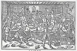 Foolishness Prints: Men Throwing Food in The Counter Scuffle