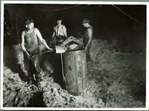 Difficult Prints: Men Trucking Sand in New York River Shaft Caisson for Midtown Hudson Tunnel