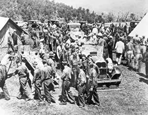 Camp Prints: Men Walk Past Pres. Roosevelt