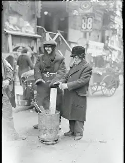 Old Age Prints: Men Warming Hands over Brazier
