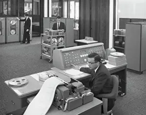 Computer Prints: Men Work In Room W/Computer Controls