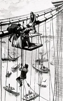 Cable Prints: Men Working; Building The Brooklyn Bridg