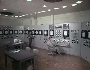 John M Prints: Men Working in Control Room of Nuclear Power Plant