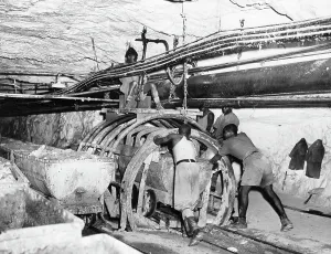 Mine Prints: Men Working Inside Gold Mine
