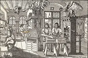 Men Working in Printing Press Production