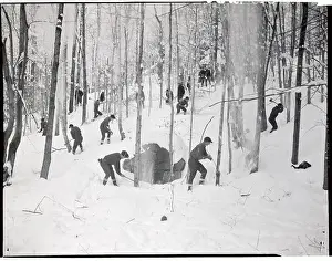 New Hampshire Prints: Men Working in Wooded Area