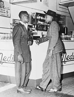Two Men in Zoot Suits at Soda Fountain