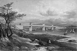Wales Black Prints: Menai Strait Bridge