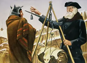 Strategy Prints: Merchant Weighing Native's Furs