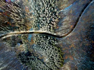 Images Dated 24th January 2017: Merging two pictures in one picture creating glitch surreal view of drone point of view landscape
