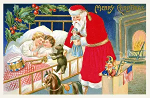 Toys Prints: Merry Christmas - Toys at Bedside