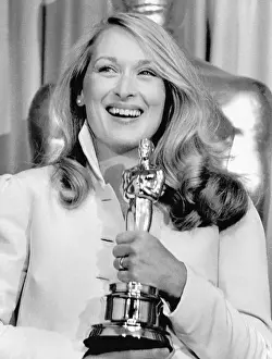Meryl Streep Holding Her Oscar