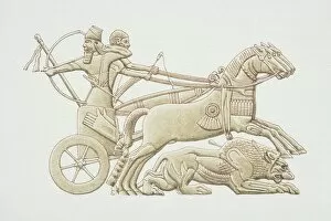 Dorling Kindersley Prints Gallery: Mesopotamia, warriors riding chariot, side view