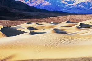 Mesquite Sand Dunes with Grapevine Mountains in background, Death Valley, California, USA