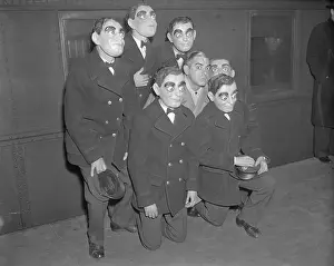 Teenage Boy Prints: Messenger Boys Wearing Eddie Cantor Masks
