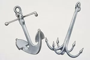 Two metal anchors