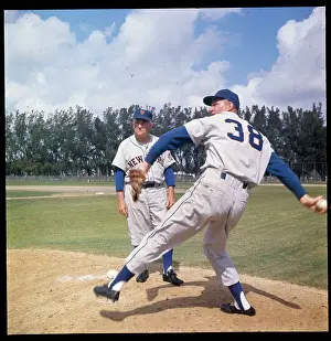 Mets Manager Casey Stengel with Pitcher Roger Craig During Training