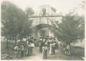 Mexican Citizens Dancing in Front of Convent