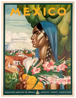 Mexican Flower Woman Poster
