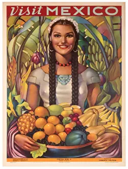 Mexican Fruit Bowl Girl Poster