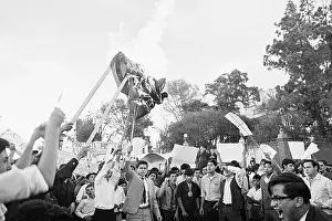 Mexican Protesters with Signs Demonstrate