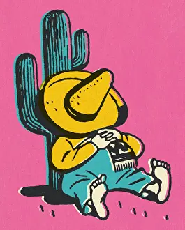 Mexican Resting on a Cactus