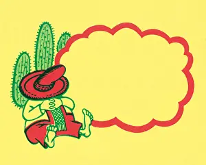 Mexican Resting on a Cactus and Border