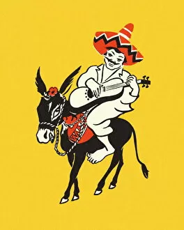 Ilustration Collection: Mexican Riding a Burro