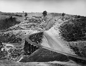 Prints of circa 1900: Workers from the construction company Nacional Mexicana on the Jajalpa viaduct in Mexico. (Photo by Hulton Archive/Getty Images) Viaduct View Prints: Mexican Viaduct