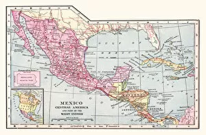 Images Dated 11th April 2018: Mexico and Central America map 1892