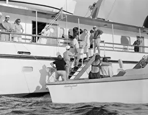 Mia Farrow and Frank Sinatra Leaving Yacht