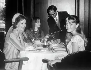 Waiter Prints: Mia Farrow Having Lunch with Mother and Sister
