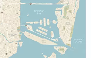 Images Dated 24th July 2018: Miami Downtown Map