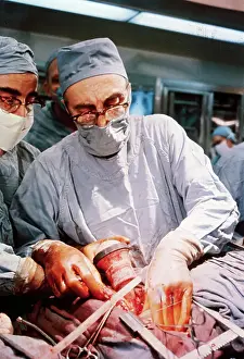 Surgeon Prints: Michael Debakey Inserting Artificial Heart