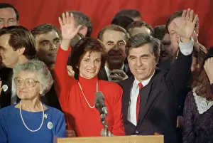 Manchester Prints: Michael Dukakis and Wife Waving to Supporters