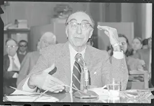 Michael E Prints: Michael E. DeBakey Gesturing at Health Meeting