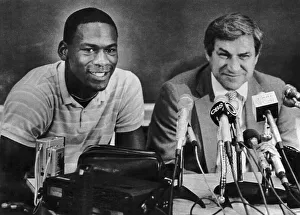 Michael Jordan and Coach Dean Smith at News Conference Art