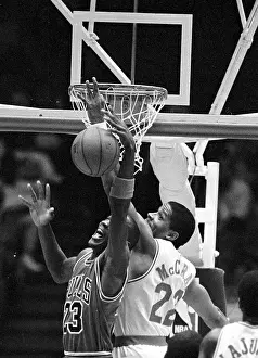 Michael Jordan Going for Rebound