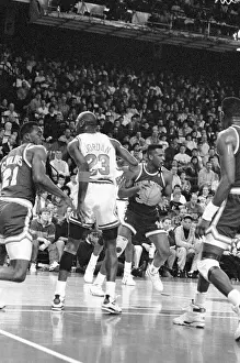 Michael Jordan Jumping by Patrick Ewing to Score