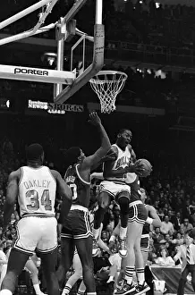 Michael Jordan in Mid Air as He Tries Scoring